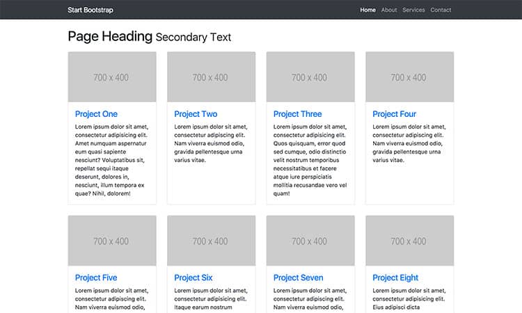 4 Col Portfolio Bootstrap Templates
